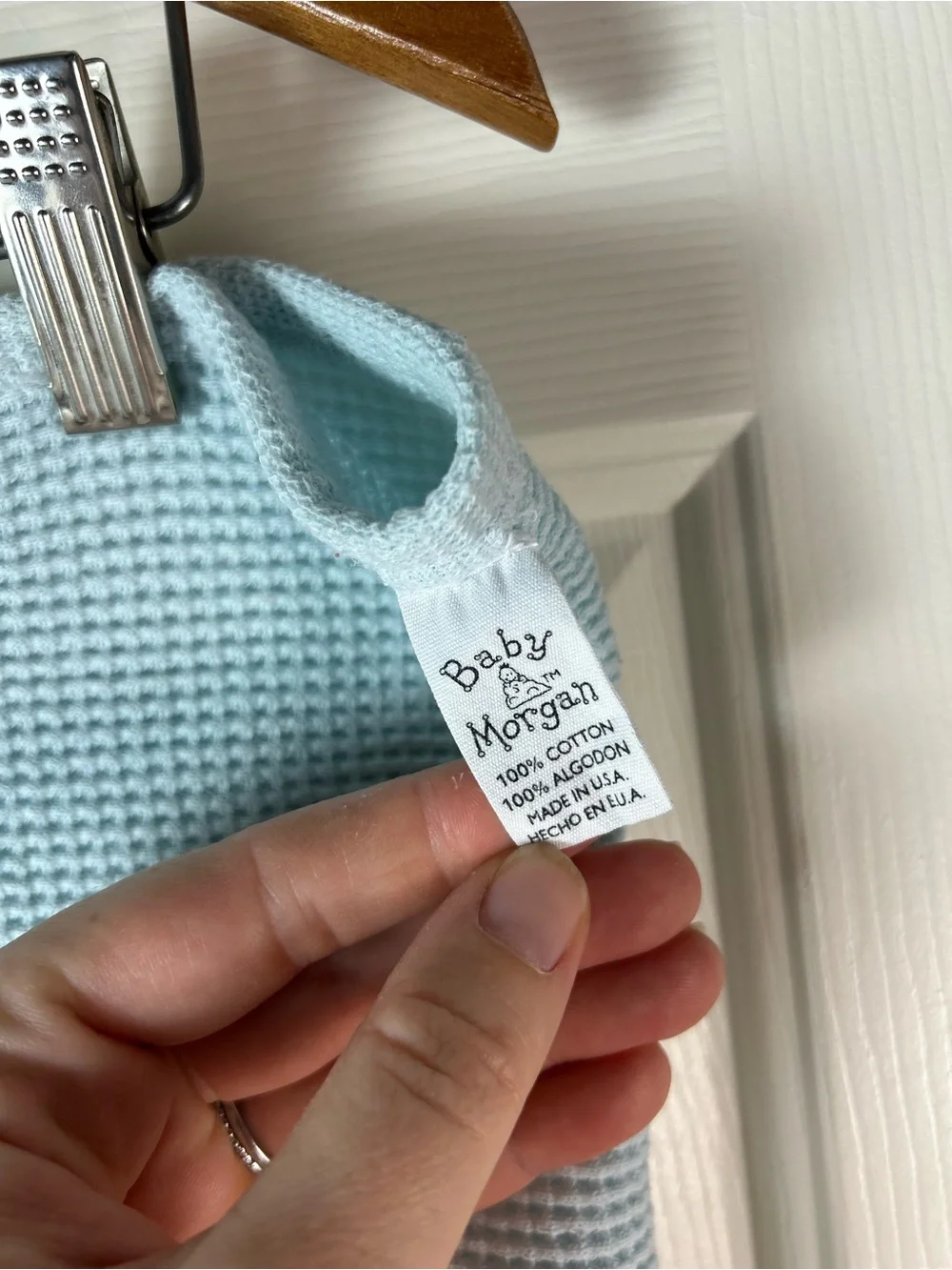 Baby Morgan Solid Light Blue Thermal Blanket Waffle Weave USA Made 100% Cotton